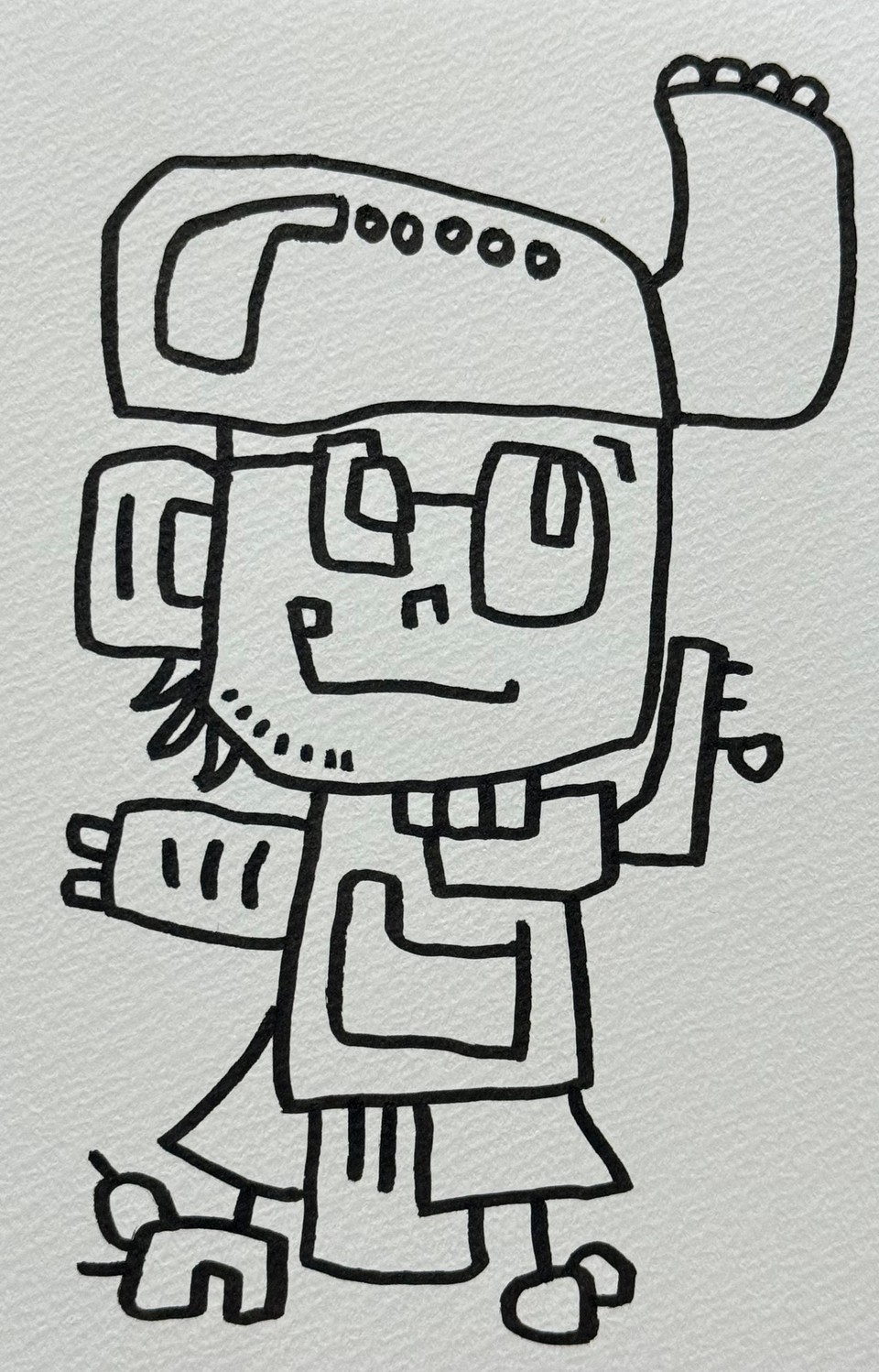 はなちゃん本人として使う、手描きの白黒キャラクター。